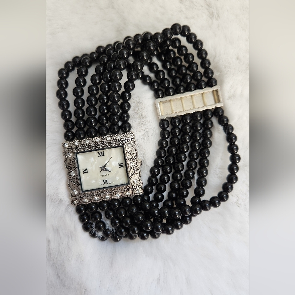 Vintage Japan MOVT Stretchy Beaded Watch